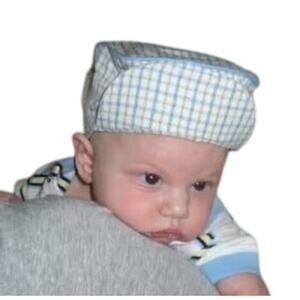 Vintage Gap Baby Newborn Blue White‎ Striped Plaid Cap Jeff Hat Casual Size 3-6M